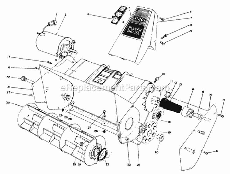 Rotor Housing Assembly Diagram and Parts List for 38310 9000001-9999999 - 1989 Lawn Boy Snow Blower